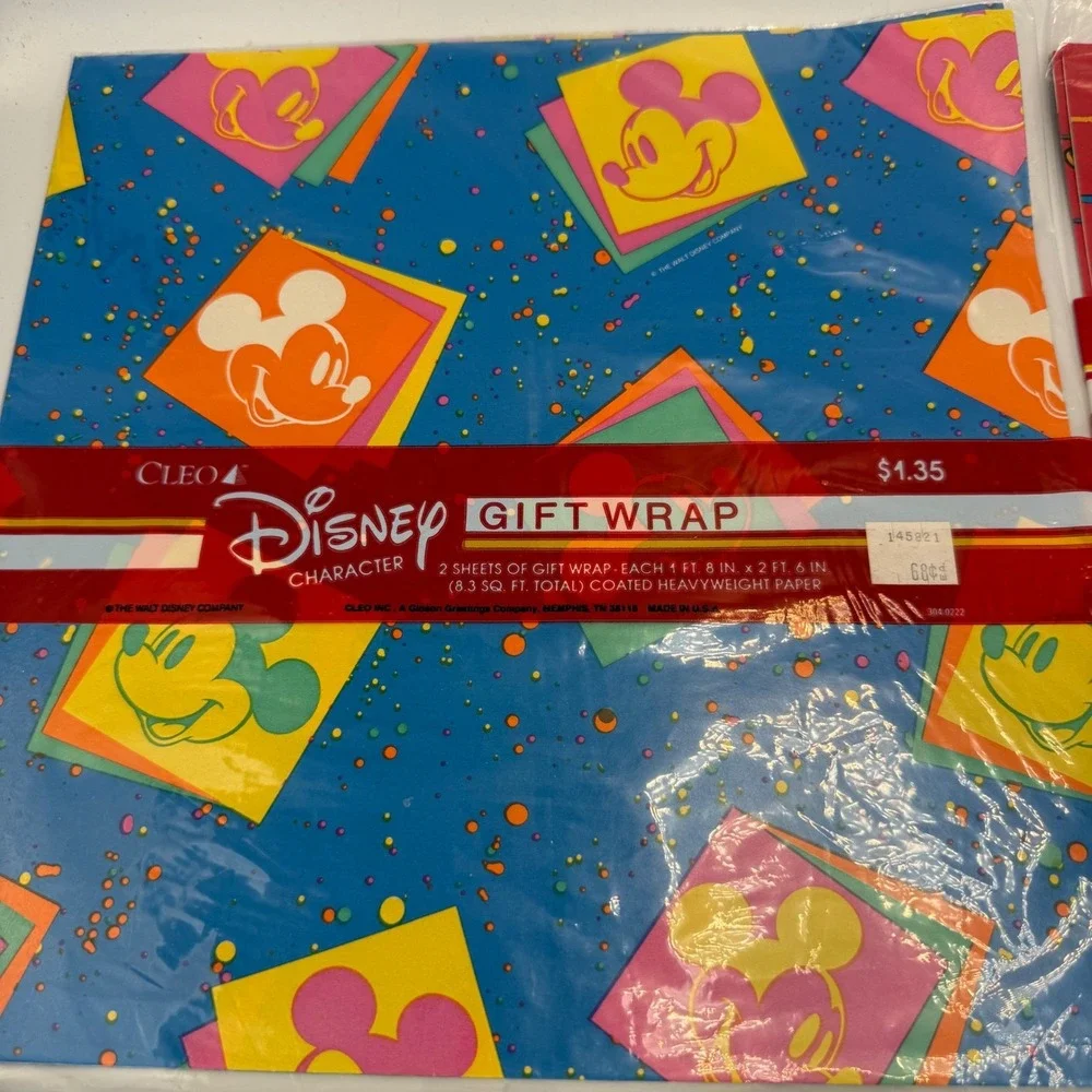 Vintage Disney Gift Wrap Wrapping Paper Lot 4 Little Mermaid Dalmatians Mickey